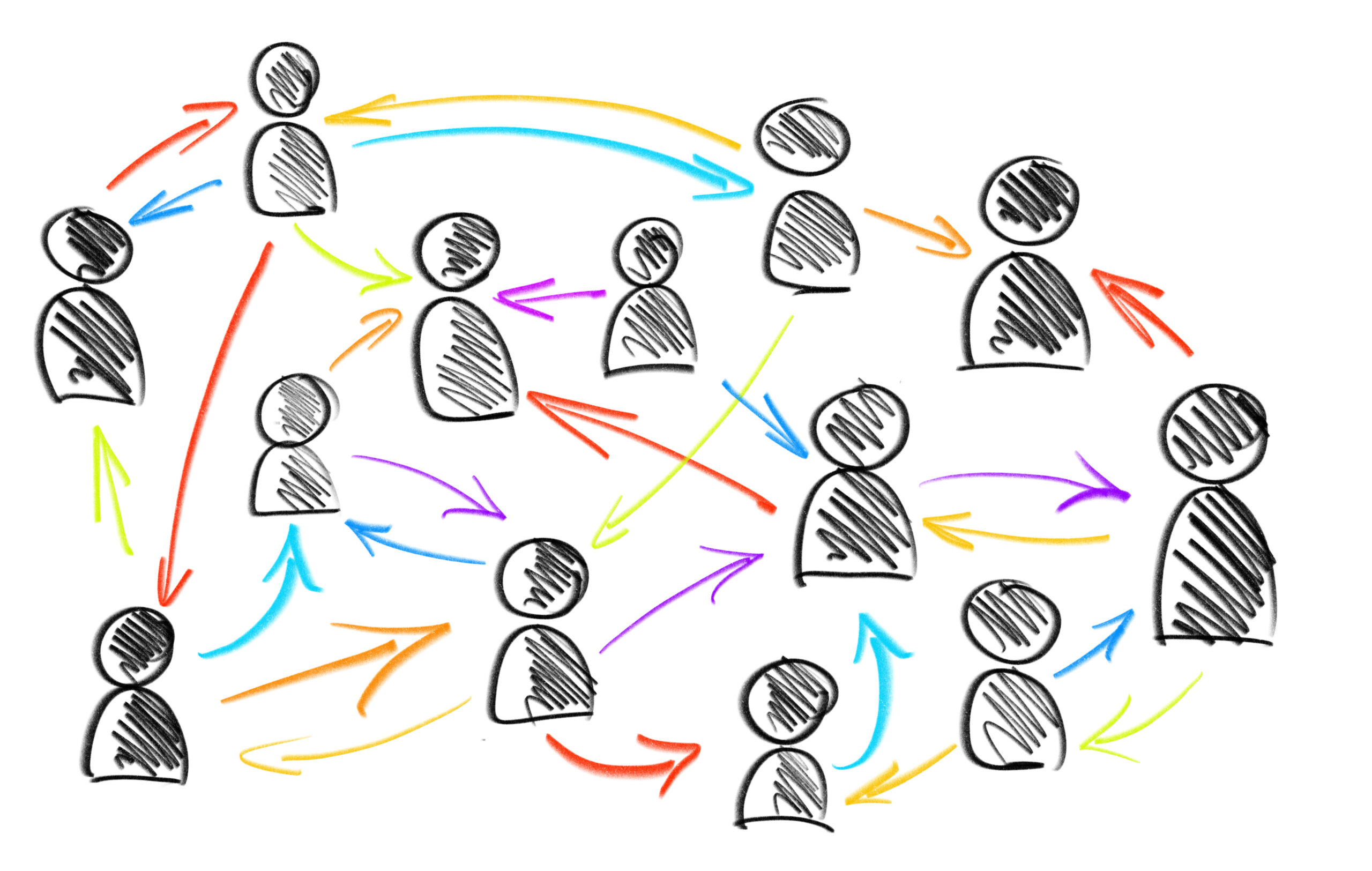 Drawing of people in a network