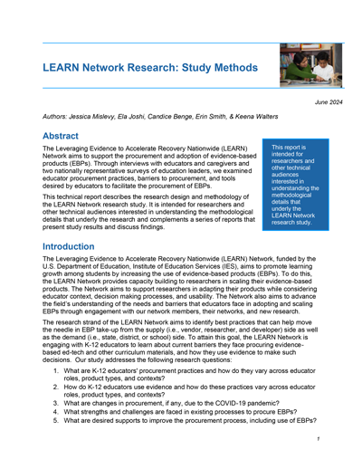 LEARN Network Research: Study Methods cover