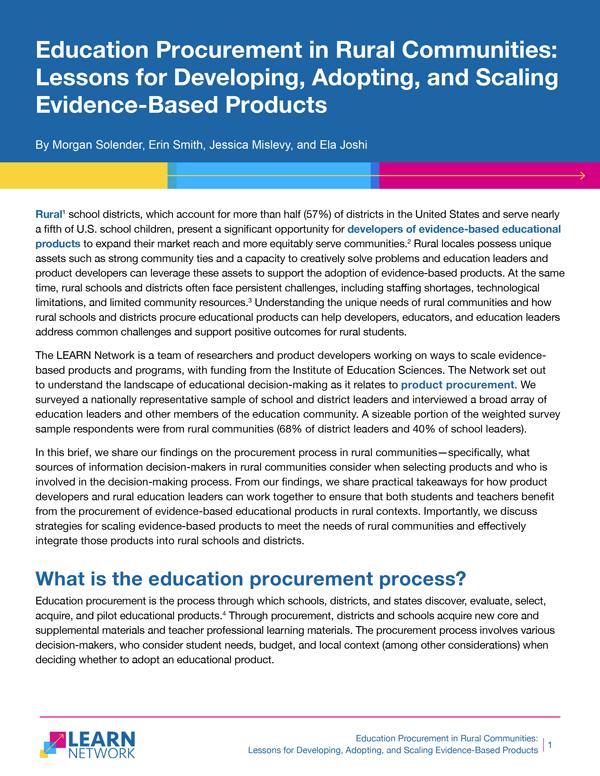 Education Procurement in Rural Communities Brief Thumbnail