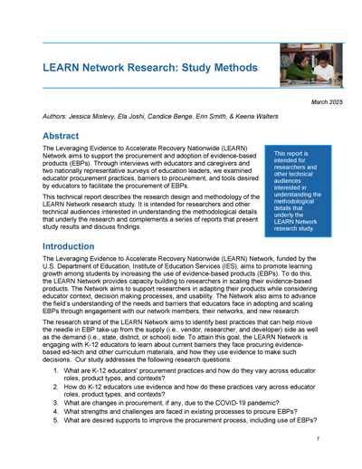 LEARN Network Research: Study Methods cover